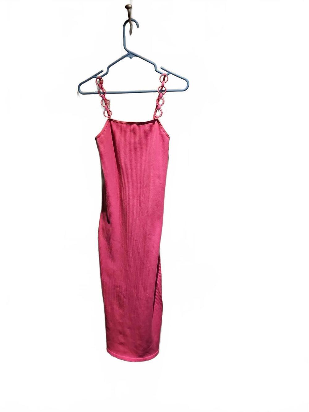 Planet Gold ribbed bodycon maxi with plastic link straps size S